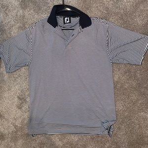 Striped Navy Blue and White Golf Shirt